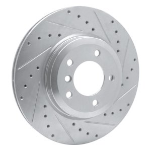 BMW 330CI Brake Rotor (1) - Front Right - R1 Concepts - Drilled & Slotted - Silver - `01-`08